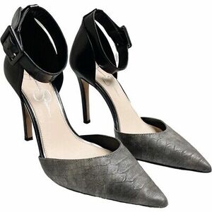 Elegant Black and Gray d'Orsay Heels with Stiletto